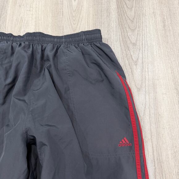 Vintage Adidas Windbreaker Track Pants Men's Large Gray Red Striped y2k Soccer - Picture 3 of 11